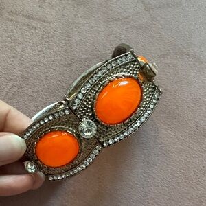 Elegant Silver and Orange Bracelet